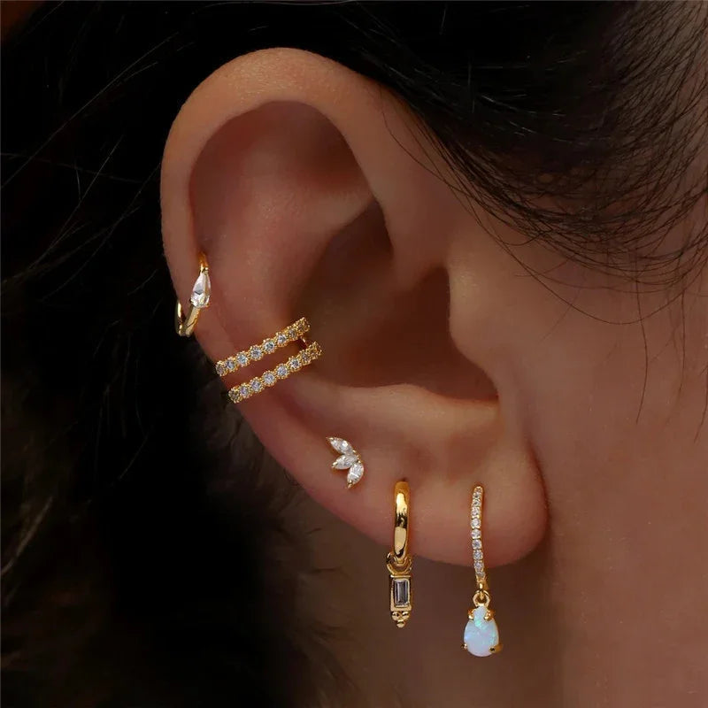 [Amore]Trio Flat Back Diamond Stud