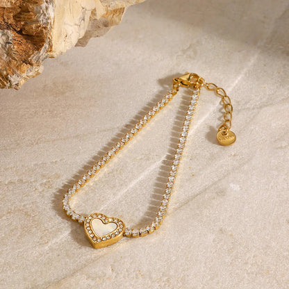 [Amore]Cameron Diamond Heart Tennis Bracelet