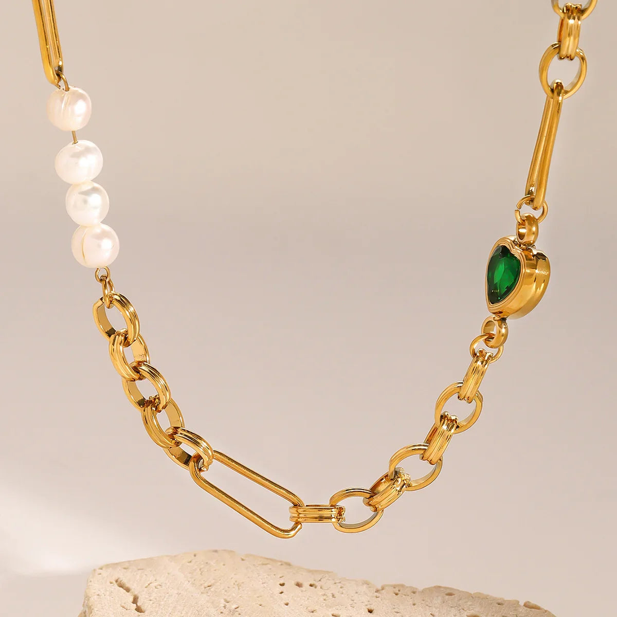 [Amore]Maddison Pearl Chain Gold Necklace