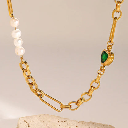 [Amore]Maddison Pearl Chain Gold Necklace