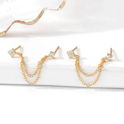 [Amore]Kendall Diamond Chain Stud
