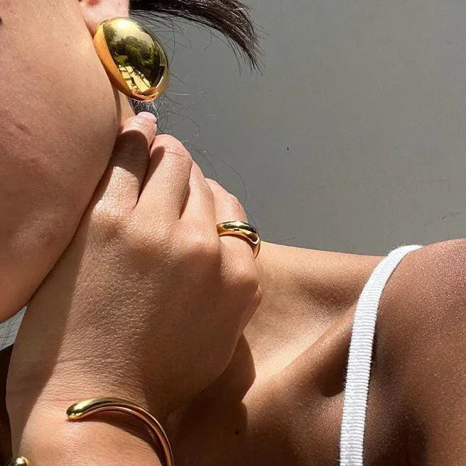 [Amore]Carrie Chunky Bean Gold Earrings