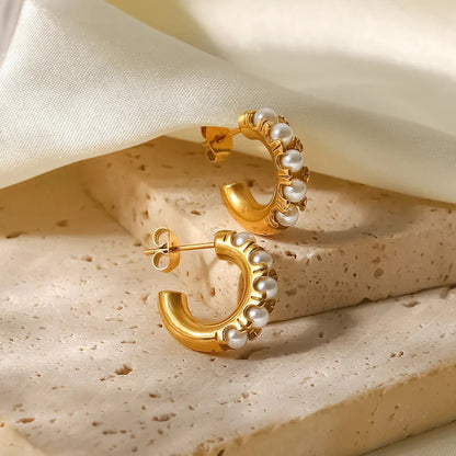 [Amore]Irene Pearl Hoop Earrings