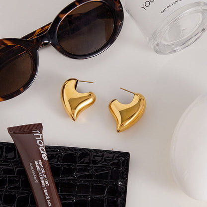 [Amore]Aimee Chunky Heart Gold Earrings
