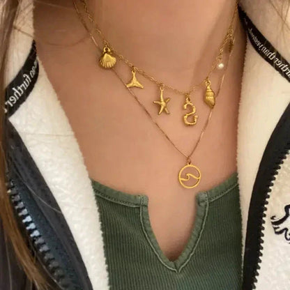 [Amore]Avaria Ocean Initial Necklace