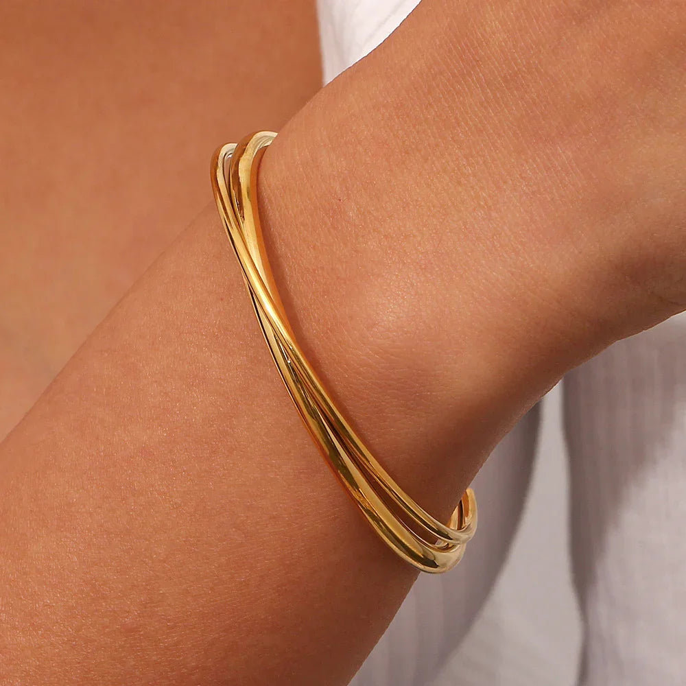 [Amore]Rianne Layered Gold Bangle