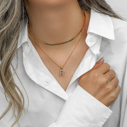 [Amore]Fiona Layered Gold Initial Letter Necklace