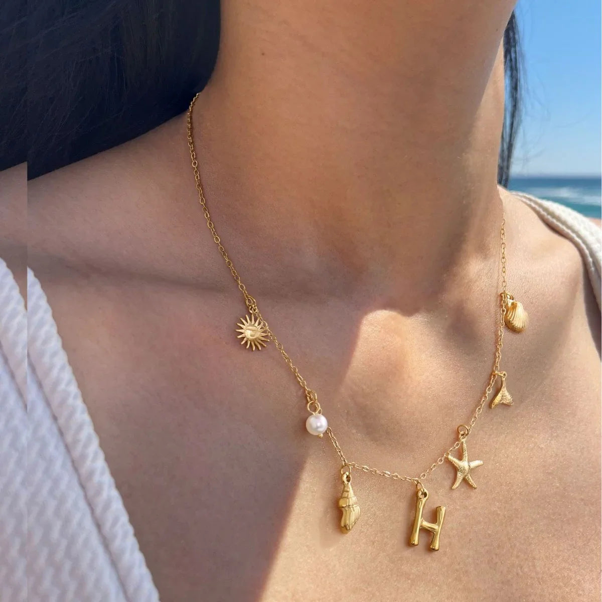 [Amore]Avaria Ocean Initial Necklace