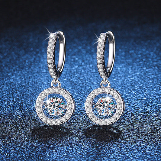 [Amore]DANCING MOISSANITE HALO DROP HOOP EARRINGS