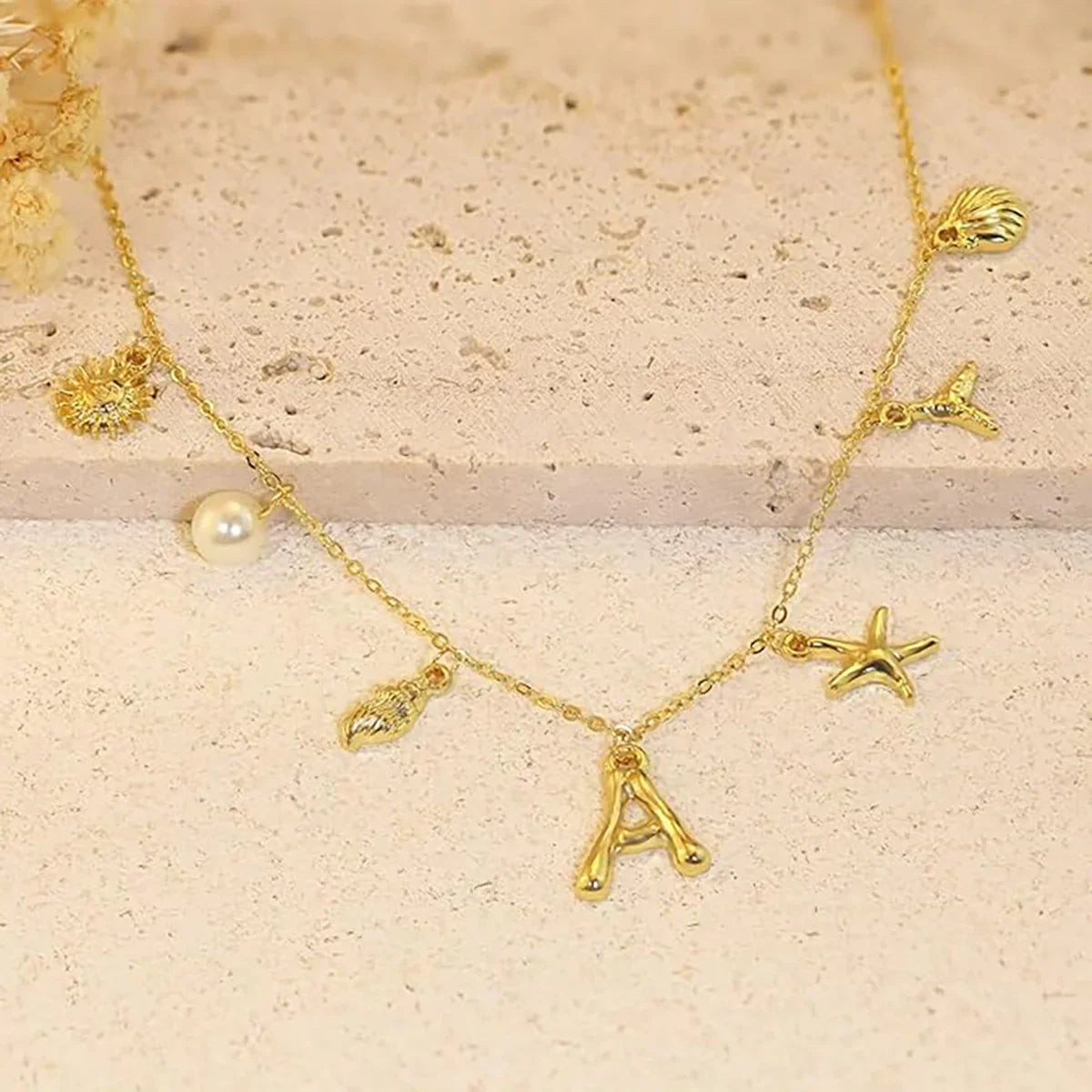 [Amore]Avaria Ocean Initial Necklace