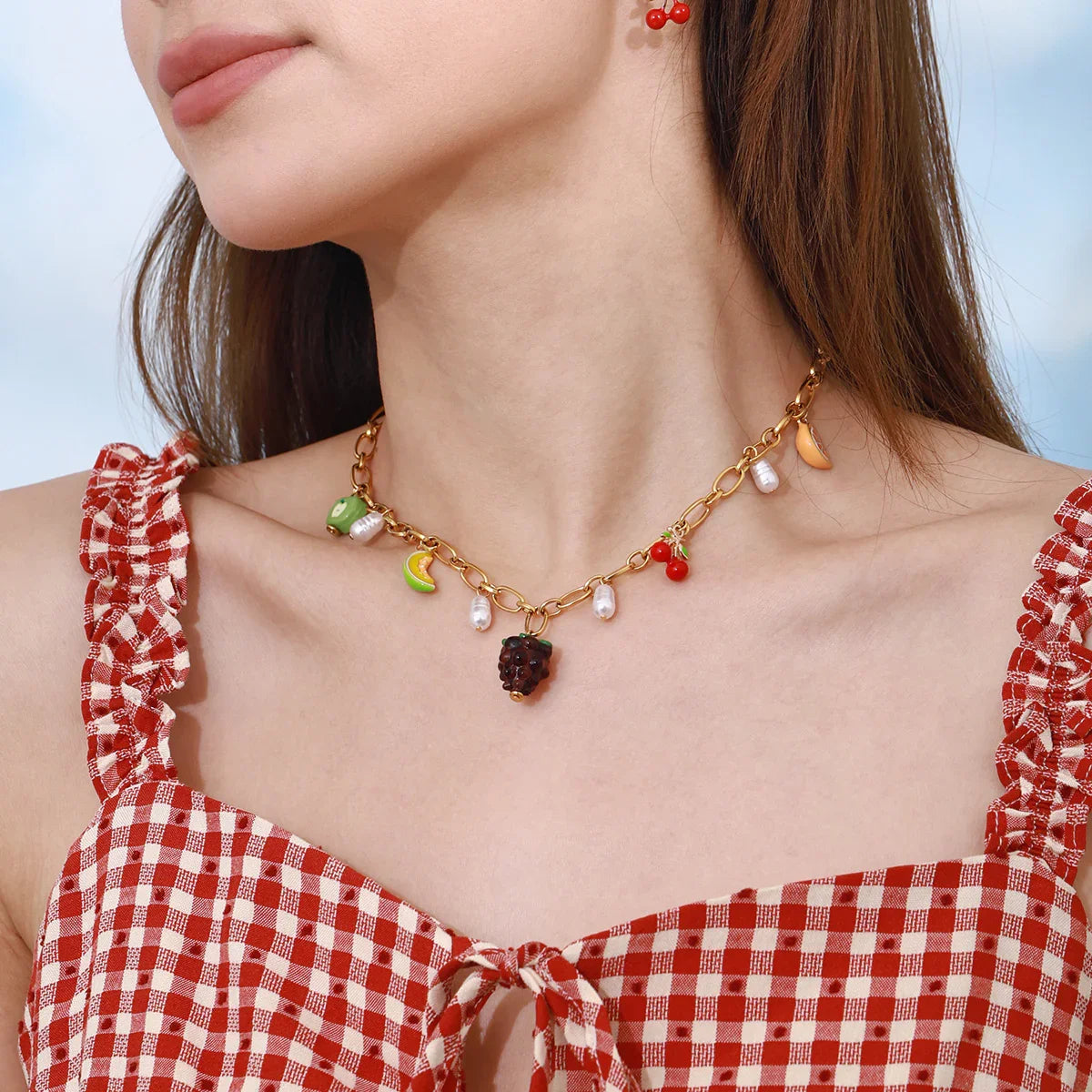 [Amore]Michelle Fruit Charm Gold Necklace