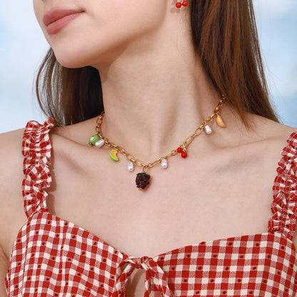 [Amore]Michelle Fruit Charm Gold Necklace