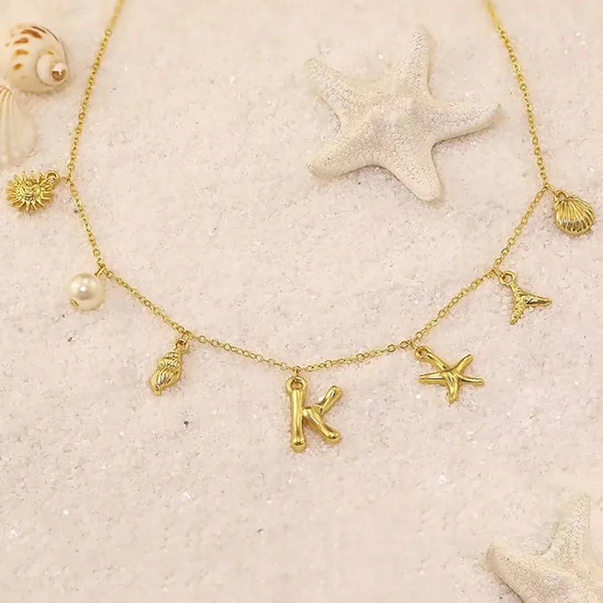 [Amore]Avaria Ocean Initial Necklace