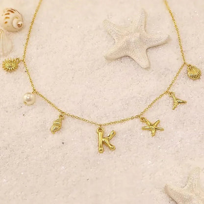 [Amore]Avaria Ocean Initial Necklace