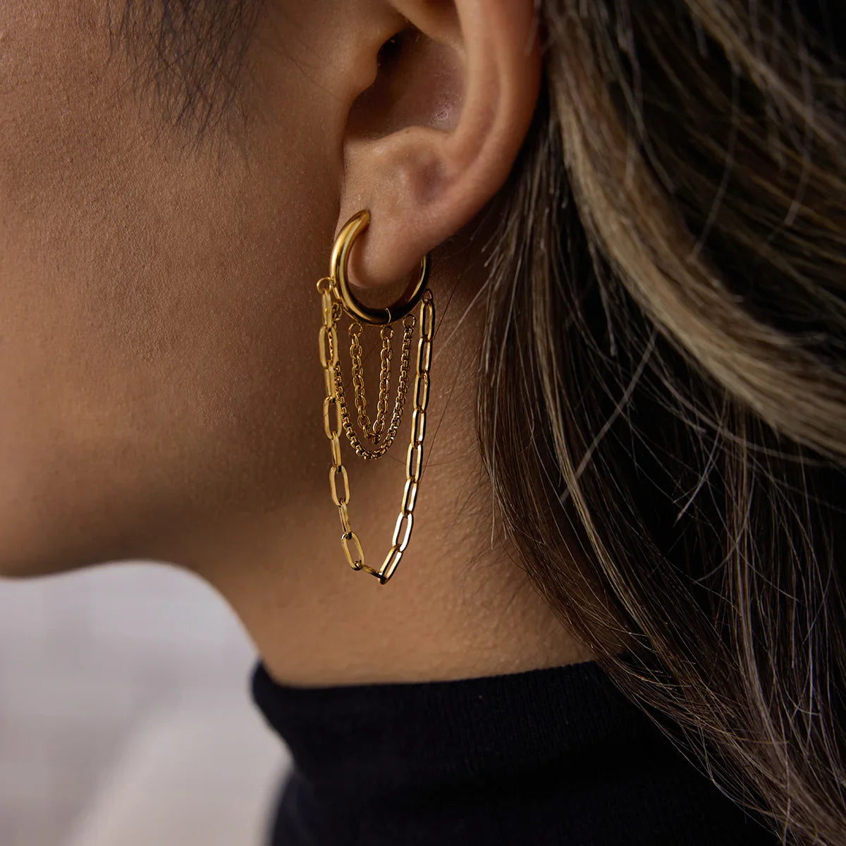 [Amore]Alaina Link Chain Hoops