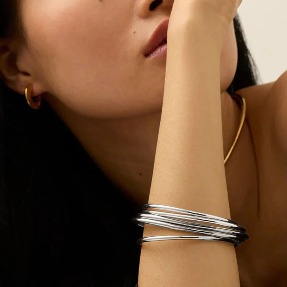 [Amore]Shannon Gold Bangle Set