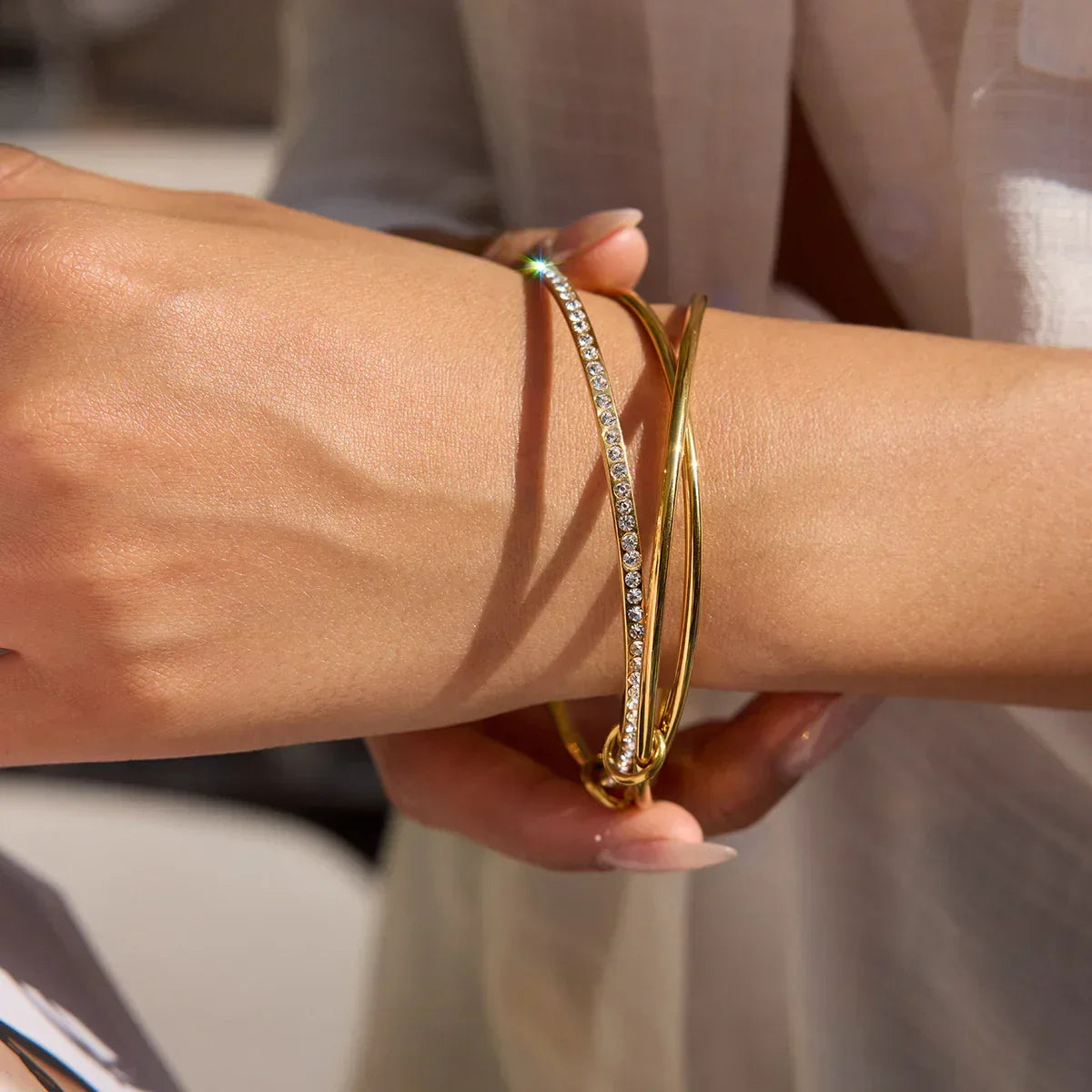 [Amore]Quinley Stacked Diamond Bracelet