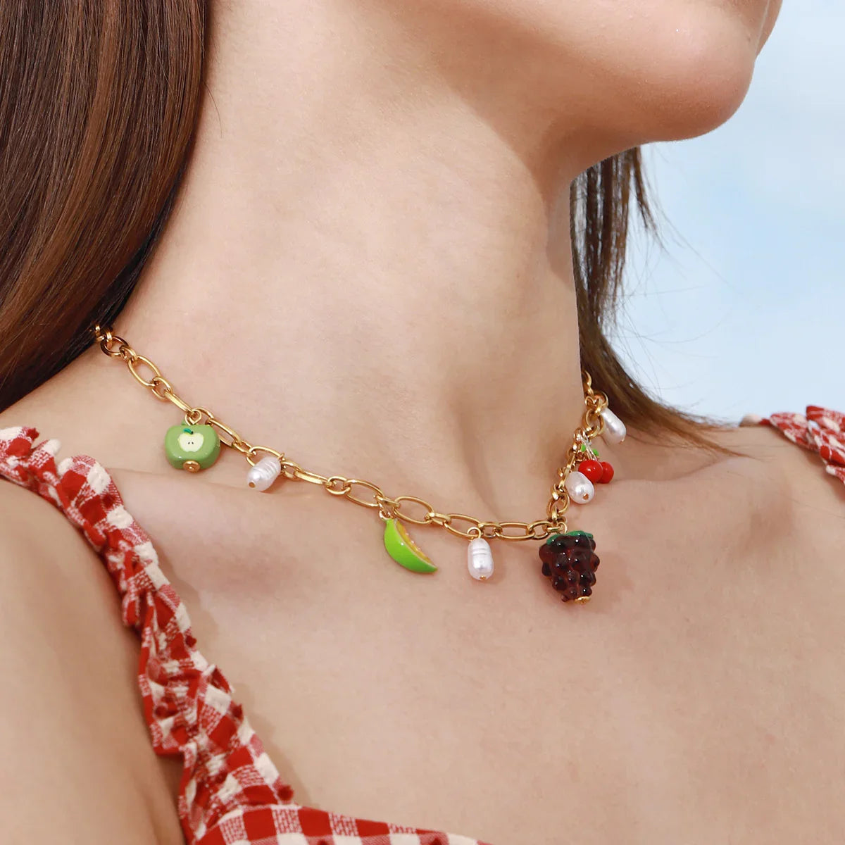 [Amore]Michelle Fruit Charm Gold Necklace