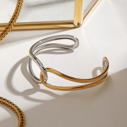 [Amore]Noria Two Tone Gold Bangle