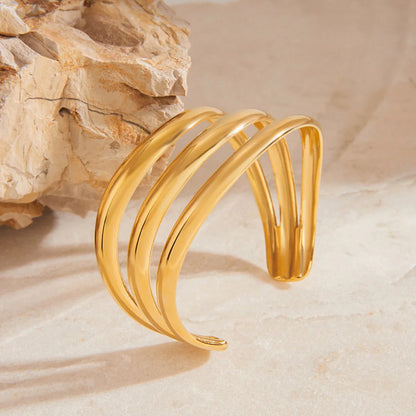 [Amore]Meredith Triple Layer Gold Bangle