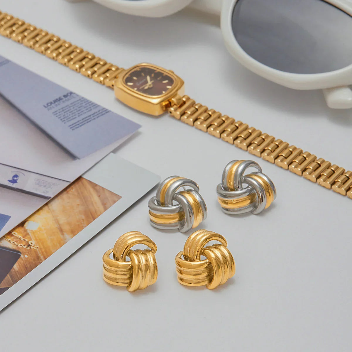 [Amore]Avielle Chunky Gold Knot Earrings