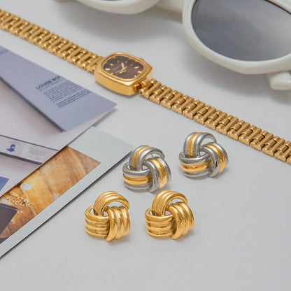 [Amore]Avielle Chunky Gold Knot Earrings