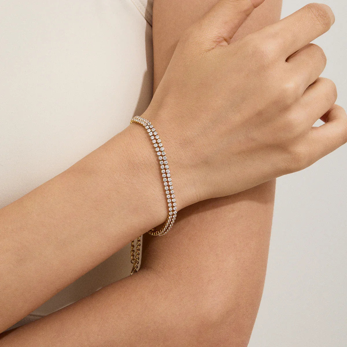 [Amore]Celene Layered Tennis Bracelet