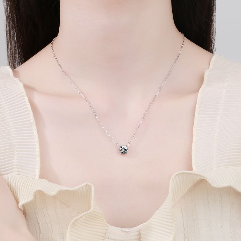 [Amore]CLASSIC FOUR-PRONG SOLITAIRE MOISSANITE NECKLACE