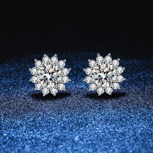 [Amore]BLOOMING SUNFLOWER MOISSANITE STUD EARRINGS