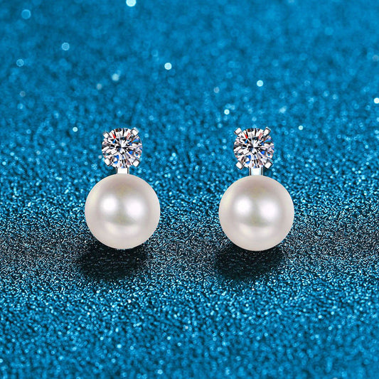 [Amore]ELEGANT NATURAL PEARL & MOISSANITE DROP EARRINGS