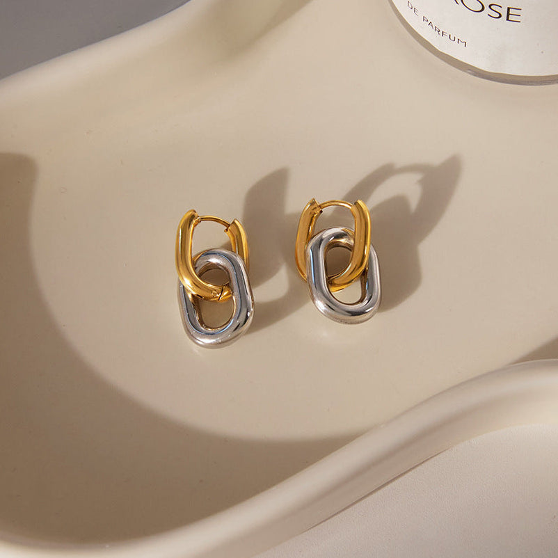 [Amore]Pippa Two Tone Double Hoops