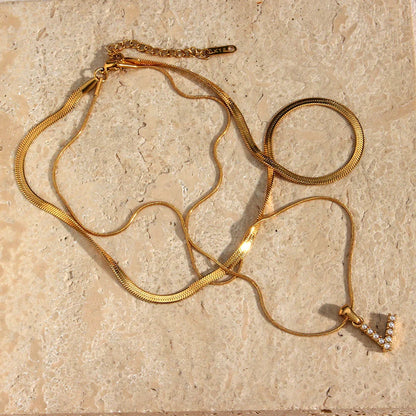 [Amore]Fiona Layered Gold Initial Letter Necklace