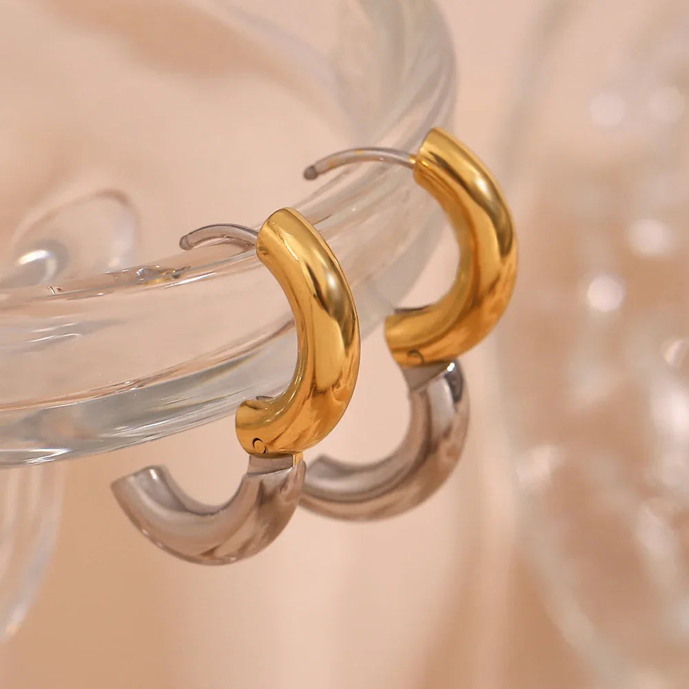 [Amore]Ingrid Two Tone Hoop Earring