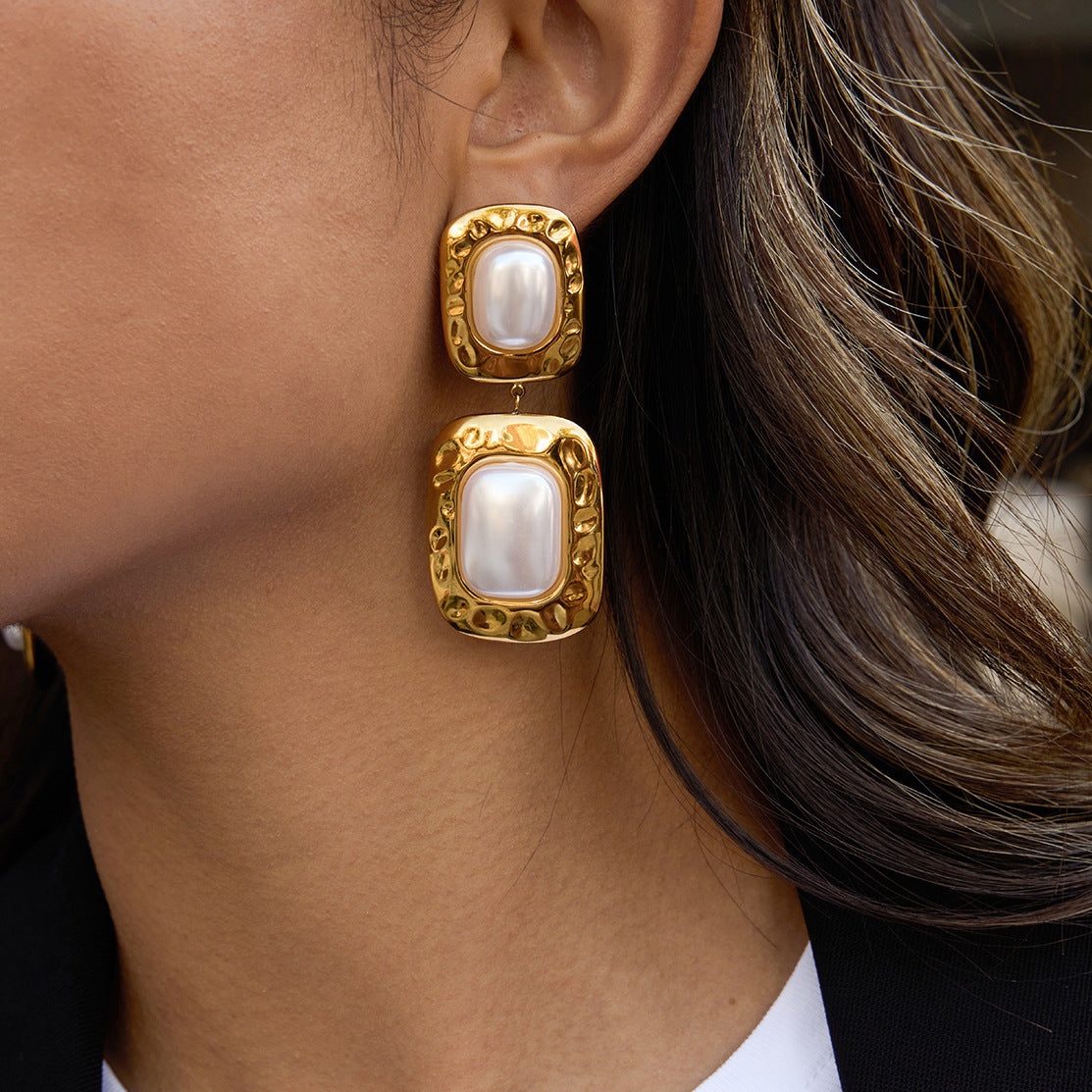 [Amore]Trixie Chunky Pearl Drop Earrings