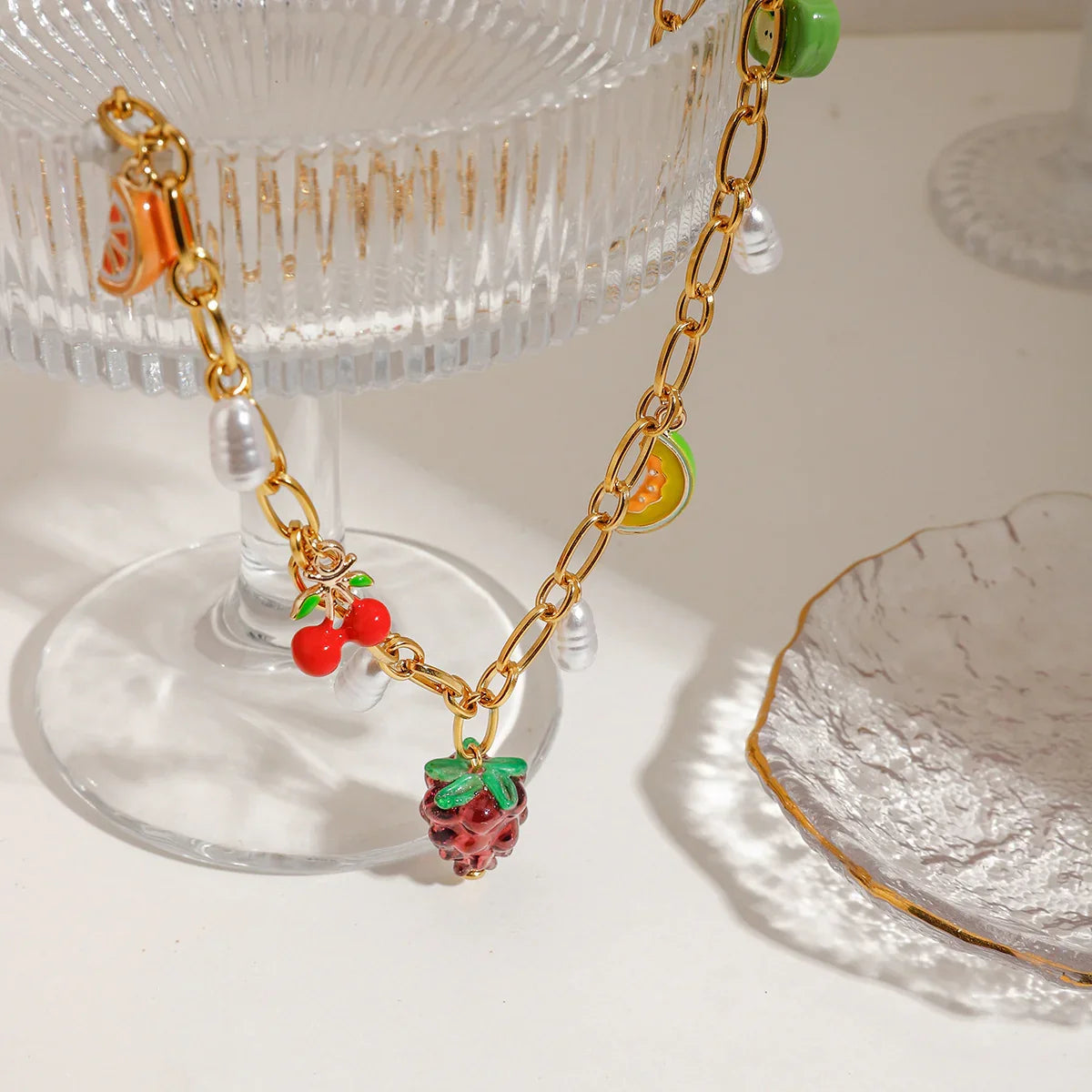 [Amore]Michelle Fruit Charm Gold Necklace