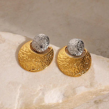 [Amore]Shelly Two Tone Crescent Earrings