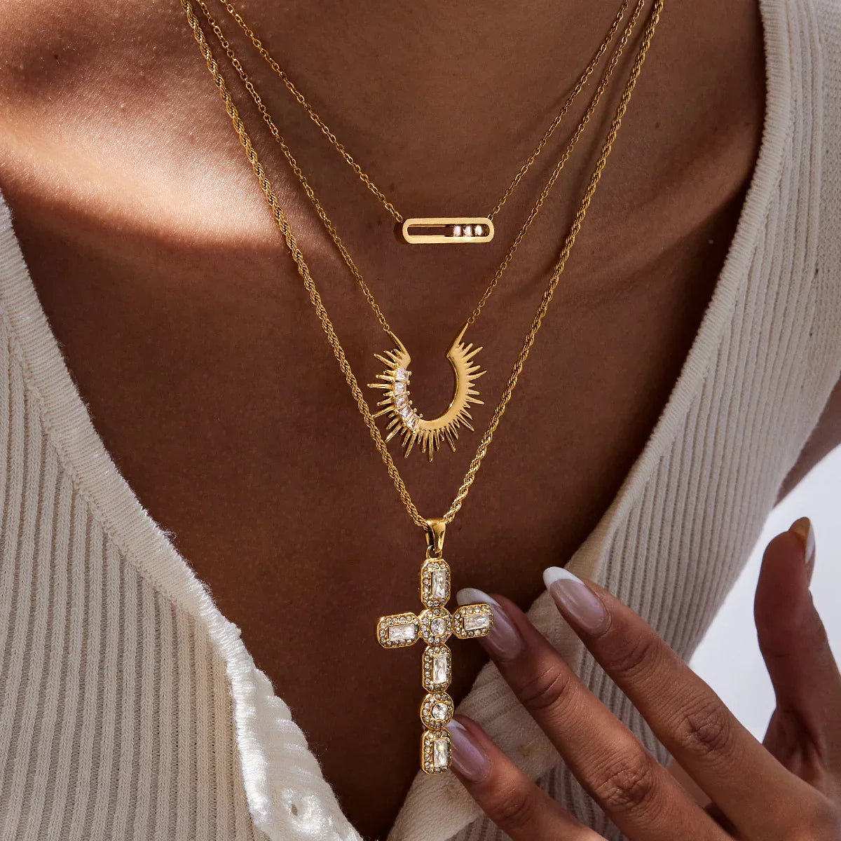 [Amore]Evangelina Diamond Cross Necklace