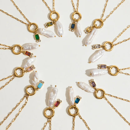 [Amore]Caitlin Birthstone Pearl Necklace