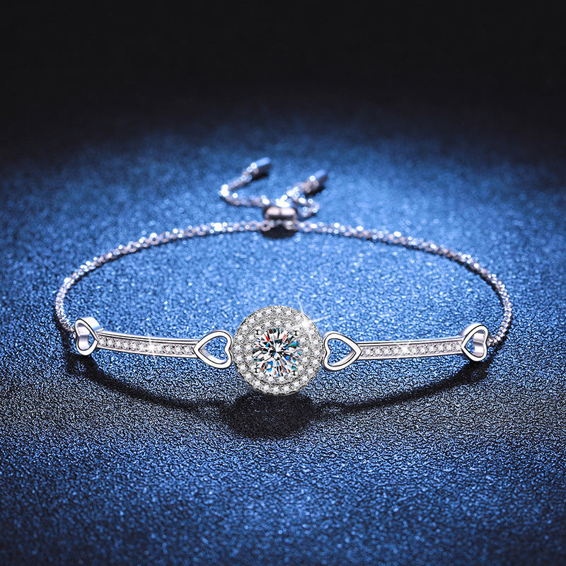 [Amore]INTERLOCKING HEART & CIRCLE MOISSANITE BRACELET