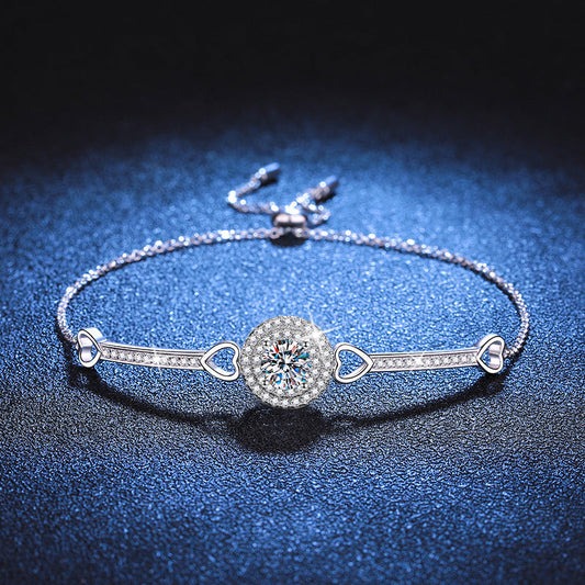 [Amore]INTERLOCKING HEART & CIRCLE MOISSANITE BRACELET