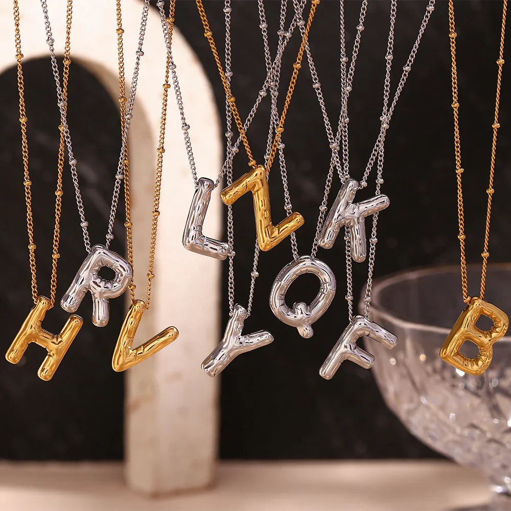 [Amore]Balloon Gold Initial Necklace