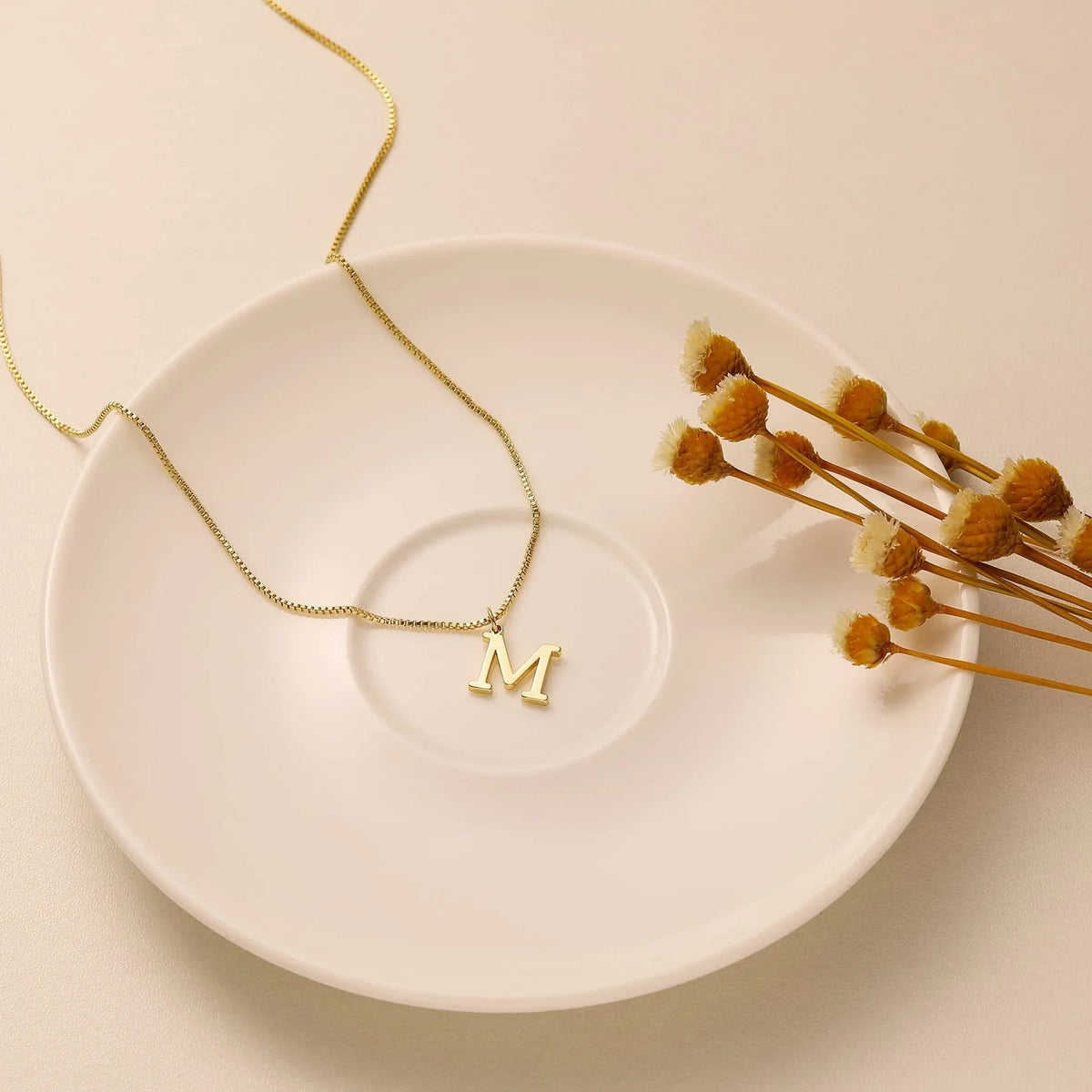 [Amore]Therese Letter Initial Gold Necklace