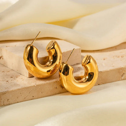 [Amore]Natalia Chunky Gold Hoops