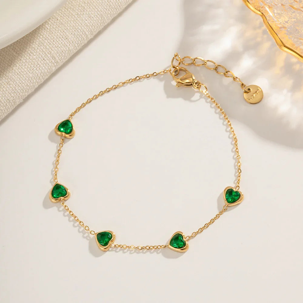 [Amore]Francia Green Heart Bracelet