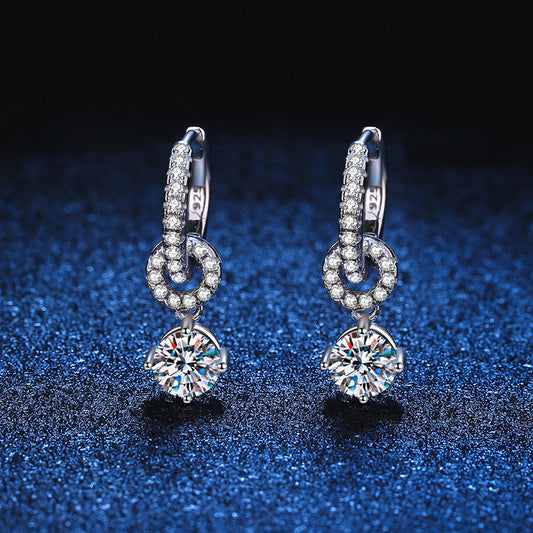 [Amore]INTERLOCKING DOUBLE RING MOISSANITE DROP EARRINGS