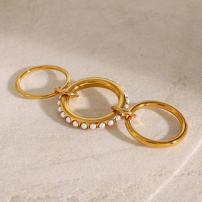 [Amore]Mikayla Stacked Freshwater Pearl Ring