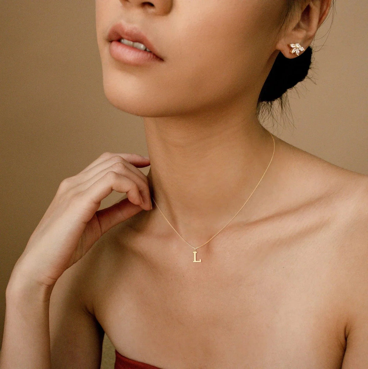 [Amore]Therese Letter Initial Gold Necklace