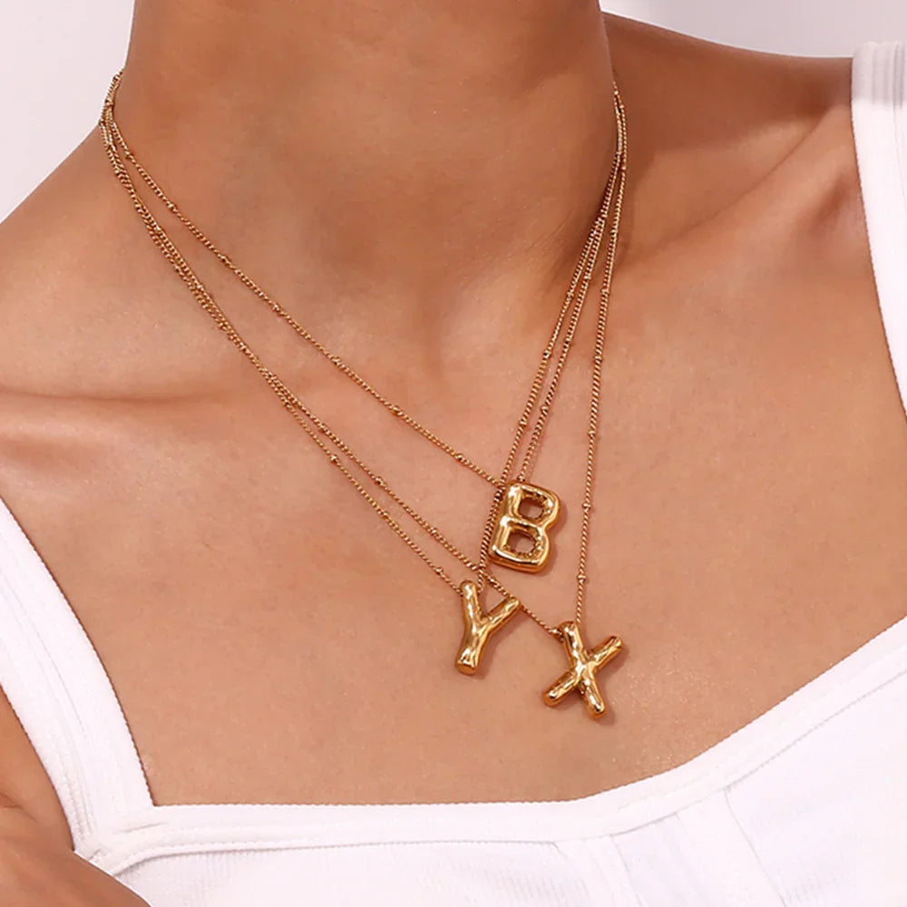 [Amore]Balloon Gold Initial Necklace