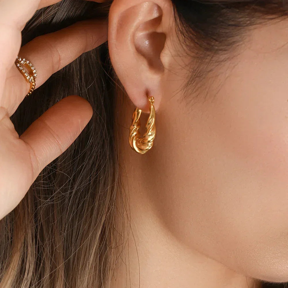 [Amore]Adaline Twist Hoop Earrings