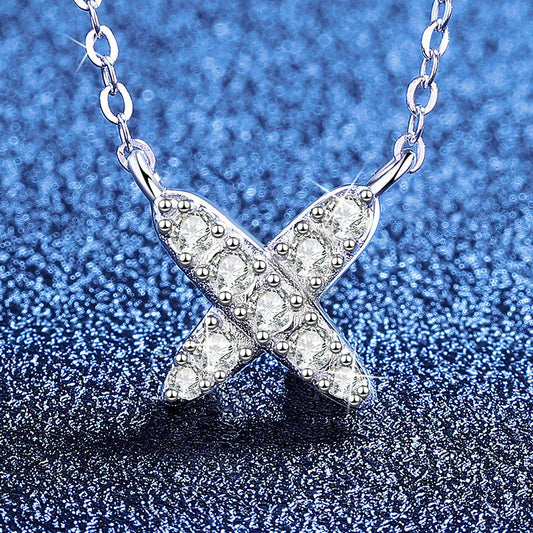 [Amore]MODERN X-SHAPE PAVÉ MOISSANITE NECKLACE